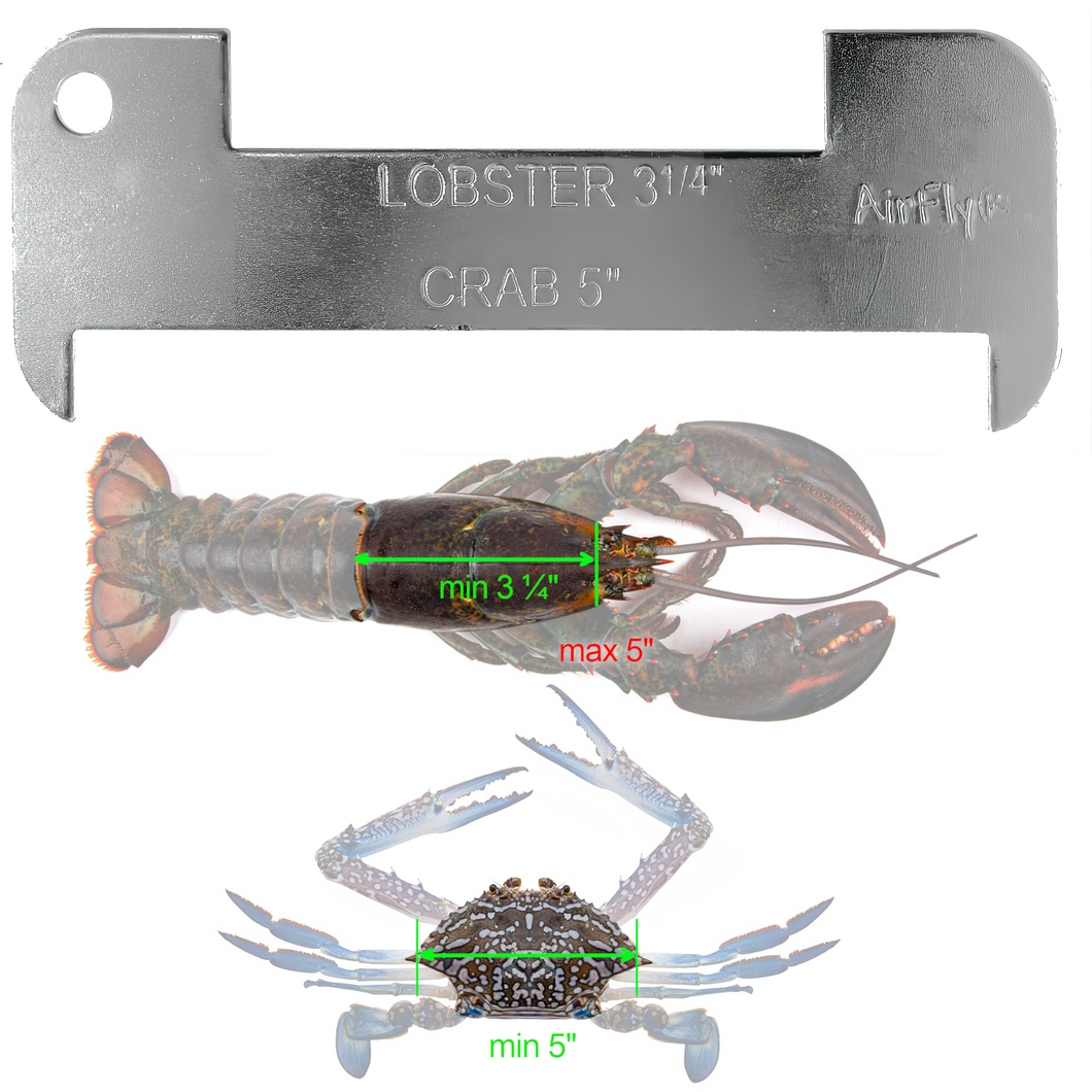 AirFly Aluminum Lobster and Blue Crab Gauge for California, Maine, MA, NH, RI, CT, MP, AL, FL, GA, MD, VA, NC, SC, LA, TX, Canada, 5