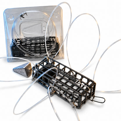 AirFly Pro Castable Crab Trap for Fishing Pole, 6-Loop Lead-Free Crab Loops with 3 oz Pyramid Sinker, 8 oz Total, Rust-Resistant Crabbing Gear for Dungeness, Rock & Blue Crab, Made in USA
