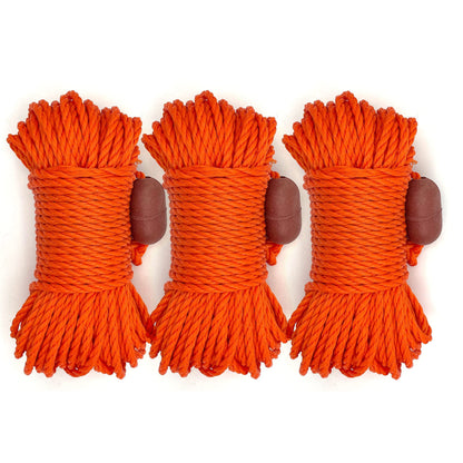 AirFly Poly Line Rope and Float for Crab Trap, Lobster Trap, Prawn Trap, 100 Feet, 1/4 Inch, Orange, 3 pieces