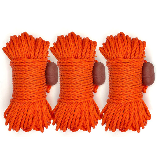 AirFly Poly Line Rope and Float for Crab Trap, Lobster Trap, Prawn Trap, 100 Feet, 1/4 Inch, Orange, 3 pieces