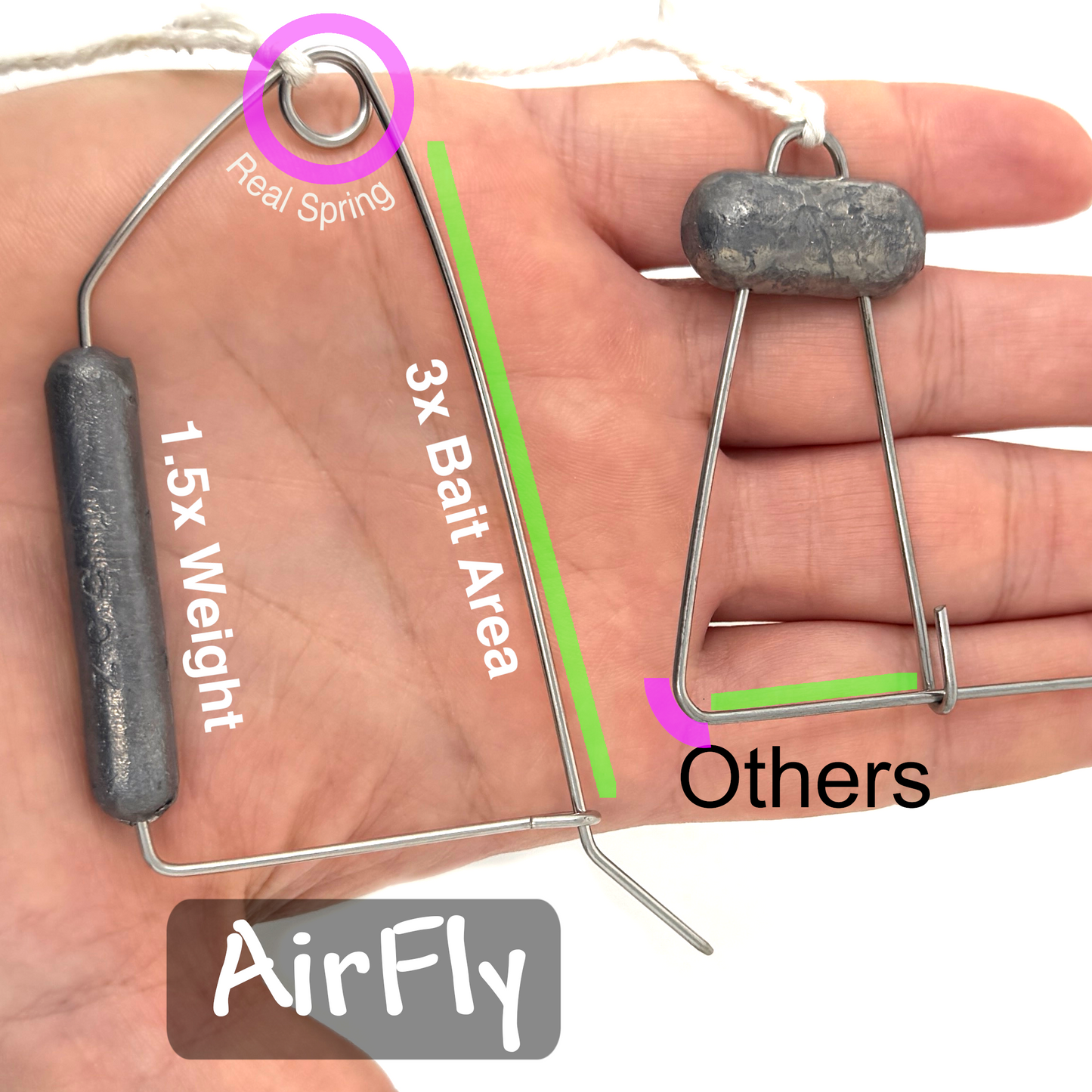 AirFly Crab Throw Line Kit, 3-Pack – 30 ft Heavy-Duty Cotton Hand Lines with Lead Sinkers – Perfect for Saltwater, Pier & Dock Blue Crabbing – Designed in USA