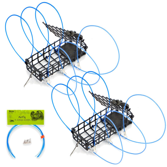 AirFly Crab Snare for Fishing Rod - 6-Loop Weighted Castable Dungeness & Blue Crab Trap, 1 or 2 Pack