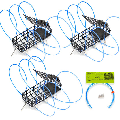 AirFly Heavy Surf Crab Snare 3-Pack - 6-Loop Weighted Castable Crab Traps with Spare Loops, Dungeness & Blue Crab