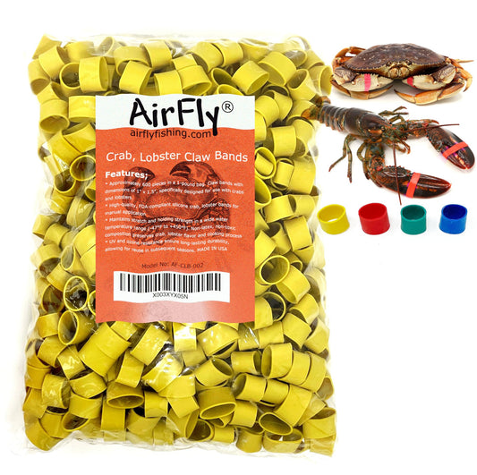 AirFly Silicone Crab and Lobster Claw Bands, 600 Count, Yellow, Made in USA - About 1 lb of 1 x 0.5 in Bands, FDA-Compli