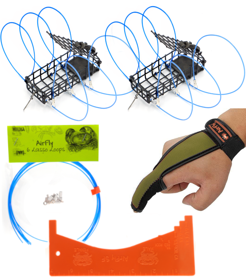 AirFly® Crab Trap Snares - Standard (2 Pack Snare + 6 Replacement loops + Gauge + Glove)